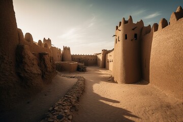 the ancient diriyah fortress in riyadh, saudi arabia. generative ai