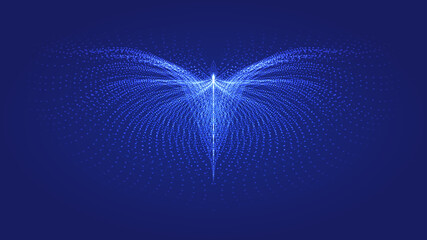 Poster - Luminous particle trajectory spread wings or abstract butterfly vector graphics