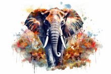 Elephant. Elephant Illustration Watercolor  Generative AI