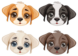 Sticker - Cute dog face cartoon isolated