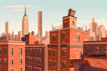 Poster - bustling metropolis skyline with towering skyscrapers Generative AI