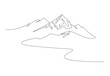 Mountains landscape view. Continuous one line drawing vector illustration. Pro vector.