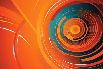 Poster - circular design with orange and blue colors Generative AI