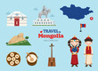 © Feelplus Creator - Travel Mongol flat icons set. Mongolia element icon map and landmarks symbols and objects collection. Vector Illustration