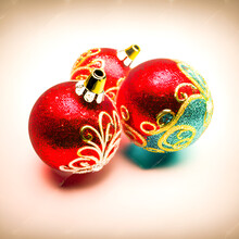Red Christmas Balls Holiday Decoration Template. 