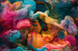 seamless background of colored diffusing turbulent fumes or paint pigments in liquid. Neural network generated in May 2023. Not based on any actual scene or pattern. Generative AI