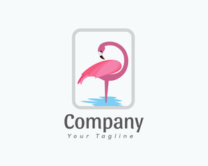 Poster - simple flamingo stand logo template illustration inspiration