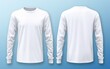 © DendraCreative - White long sleeve t shirt front and back view isolated on white background.