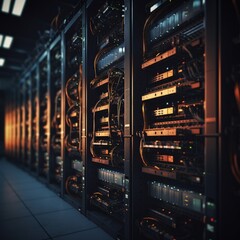 Server room, technology and data storage capabilities. Generative AI