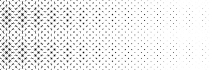 Poster - horizontal black halftone of asterisk and star design for pattern and background.