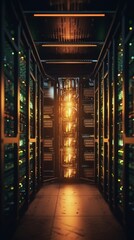 Server room, technology and data storage capabilities. Generative AI