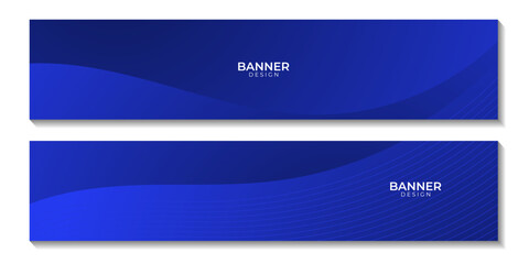 set of banners with abstract navy blue wave gradient background for business