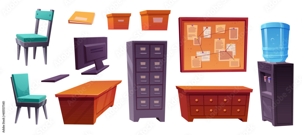 Police station room or detective office interior set. Police department ...