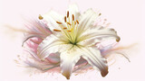 Fototapeta Tulipany - Beautiful lily flower wedding invitation flower. Generative AI