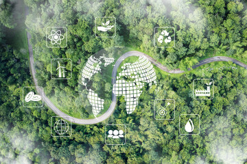Wall Mural - environmental technology concept. sustainable esg modernization development by using technology of r
