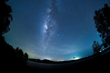 starry night , twilight starry night sky ,see the milky way, see the star on the mountain,thongkrut 