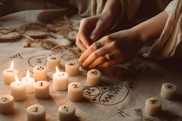 Rune stones on a white background. With Generative AI tehnology