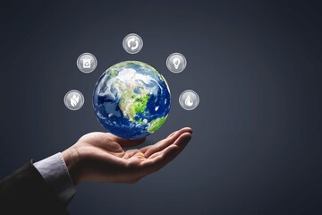 Sticker - Businessmen hand holding Earth globe