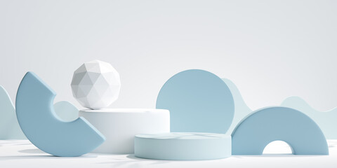 Wall Mural - minimal scene with geometric podium for product presentation. 3d illustration