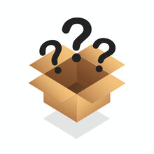 Box Package Open With Question Mark On Top In Vector Design Flat Illustration Isolated Ready To Use Free Editable In Brown Color Perfect For Delivery Business Or Asset