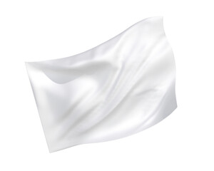 Simple 3D white flag in the shape of a blowing wind