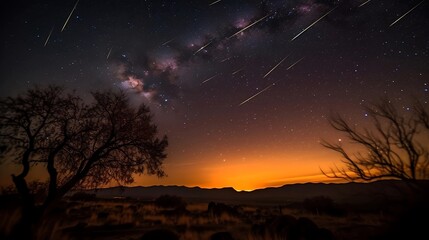 Wall Mural - meteor shower at dawn