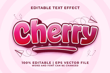 Wall Mural - Cherry 3d Editable Text Effect Cartoon Style Premium Vector