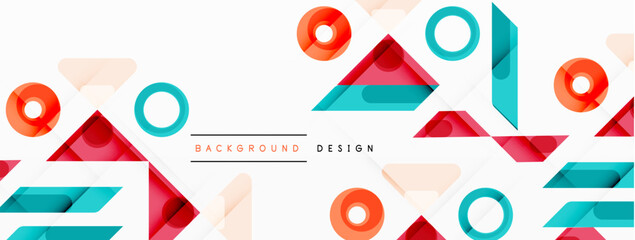 Aufkleber - Colorful triangles and circles abstract background. Design for wallpaper, banner, background, landing page, wall art, invitation, prints, posters