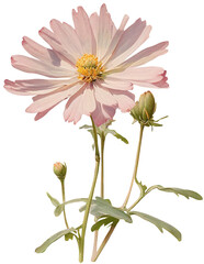 Daisy flower isolated on white, old watercolor