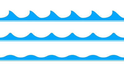 Sticker - wave set. seamless water waves pattern. sea, ocean, river symbol. vector illustration.