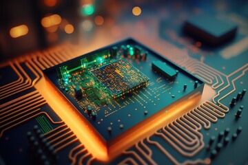 Aufkleber - Abstraction of a printed circuit board, technological background.Generative AI