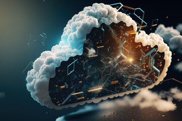 Poster - Abstraction of modern cloud technologies.Generative AI