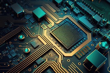 Poster - PCB abstraction, abstract background.Generative AI