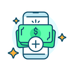 Poster - top up e money on smartphone app concept illustration flat design vector eps10. graphic element for landing page, icon, infographic, empty state app or web ui