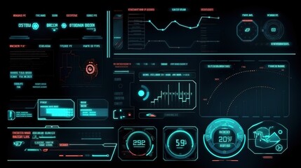 Leinwandbilder - Futuristic Callouts titles in HUD style. Hud,GUI for game background design. Technology background. Digital data. Generative AI