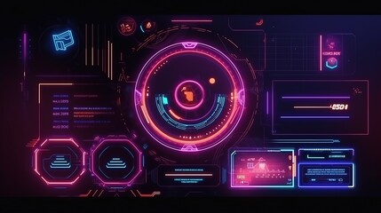 Poster - Futuristic Callouts titles in HUD style. Hud,GUI for game background design. Technology background. Digital data. Generative AI