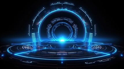 Leinwandbilder - Abstract technology ui futuristic concept hud interface hologram elements of digital data chart.Hud,GUI for game background design. Technology background. Digital data. Generative AI
