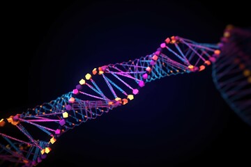 Dna helix on black background. DNA molecular structure with sequencing data of human. generative ai