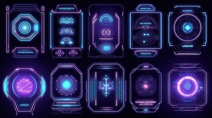 Leinwandbilder - Abstract technology ui futuristic concept hud interface hologram elements of digital data chart.Hud,GUI for game background design. Technology background. Digital data. Generative AI