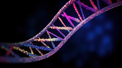 Wall Mural - dna helix bridge. dna molecular structure with sequencing data of human. generative ai