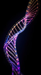 Wall Mural - dna strand on black background. dna molecular structure with sequencing data of human. generative ai