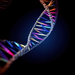 Wall Mural - dna helix on black. dna molecular structure with sequencing data of human. generative ai