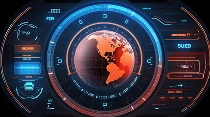 Aufkleber - Futuristic HUD Interface Screen Design.Hud,GUI for game background design. Technology background. Digital data. Generative AI