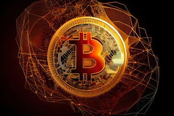 Poster - wallpaper bitcoin futuristic background. generative ai, generative, ai