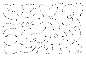 Wall Mural - Curved dotted arrow. Zigzag arrow stripes design with dotted lines.