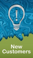 Wall Mural - New Customers Bulb Blue Texture Green Text Vertical