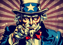 Uncle Sam Independence Day Poster Design. Generative Ai Illustration