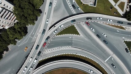 Wall Mural - Aerial View of the heavy traffic timelapse