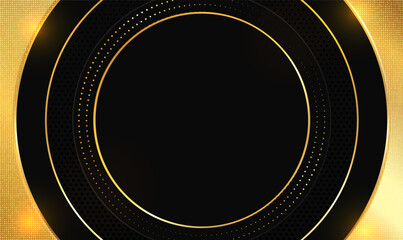 Poster - luxury elegant background with shiny gold circle element and dots particle. circle line pattern with