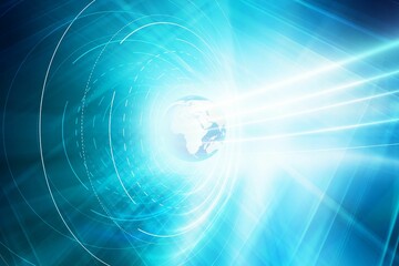 Wall Mural - illustration of the globe in the bright swirling blue lights